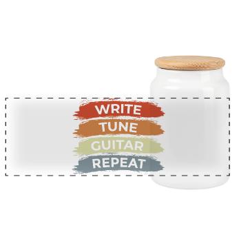 Dicton de guitariste motivateur - Boîte à biscuits avec couvercle en bois - blanc - Devant