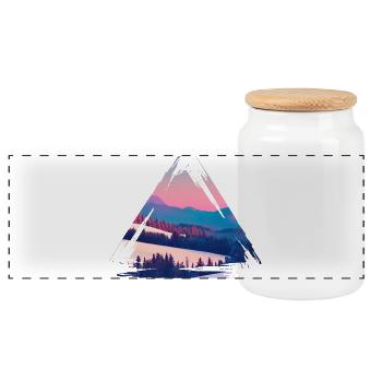 Pastel Mountain Sunset Triangle - Panoramic Cookie Jar with Wooden Lid - white - Front