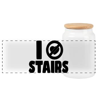 I hate stairs. I hate stairs. Wheelchair humor * - Panoramic Cookie Jar with Wooden Lid - white - Front