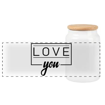love you - Panoramic Cookie Jar with Wooden Lid - white - Front