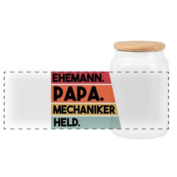 Ehemann Papa Mechaniker Held - Panorama Keksdose mit Holzdeckel - Weiß - Vorne