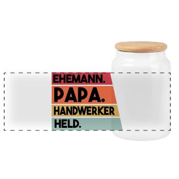 Ehemann Papa Handwerker Held - Panorama Keksdose mit Holzdeckel - Weiß - Vorne