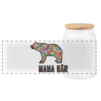 Mama Bär - Panorama Keksdose mit Holzdeckel - Weiß - Vorne