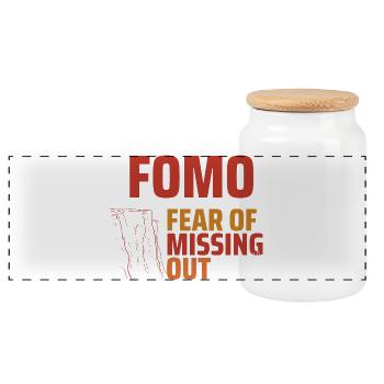FOMO Club Cliff Typography - Panoramic Cookie Jar with Wooden Lid - white - Front
