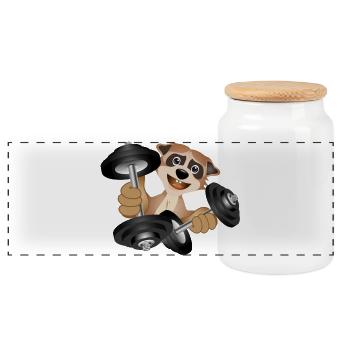 Bodybuilder suricate avec des haltères tout en faisant de l’exercice - Boîte à biscuits avec couvercle en bois - blanc - Devant