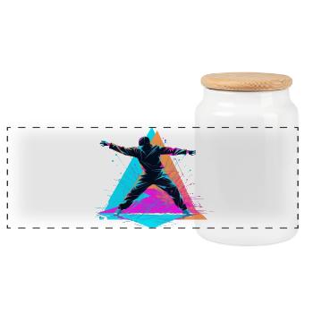 Retro Colors Breakdance - Panoramic Cookie Jar with Wooden Lid - white - Front