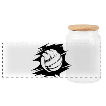 Logo d’illustration d’icône de ballon de volley-ball abstrait - Boîte à biscuits avec couvercle en bois - blanc - Devant