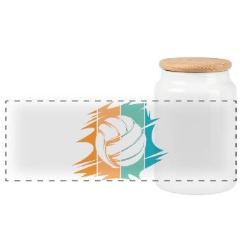 retro abstract volleyball vintage design beach - Panoramic Cookie Jar with Wooden Lid - white - Front