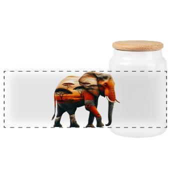 Elefant - Panorama Keksdose mit Holzdeckel - Weiß - Vorne