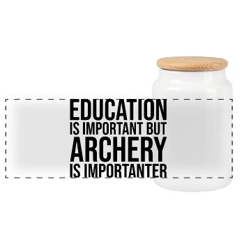 Archery - Panoramic Cookie Jar with Wooden Lid - white - Front