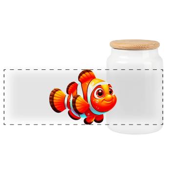 Poisson-clown - Boîte à biscuits avec couvercle en bois - blanc - Devant