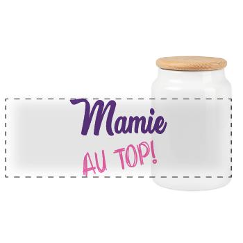 MAMIE. GRAND-MERE. FÊTE DES MÈRES. BONNE FÊTE - Boîte à biscuits avec couvercle en bois - blanc - Devant