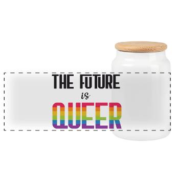 LGBTQ Pride Month - Die Zukunft ist queer - Panorama Keksdose mit Holzdeckel - Weiß - Vorne