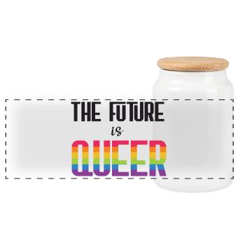 LGBTQ Pride Month - Die Zukunft ist queer - Panorama Keksdose mit Holzdeckel - Weiß - Vorne