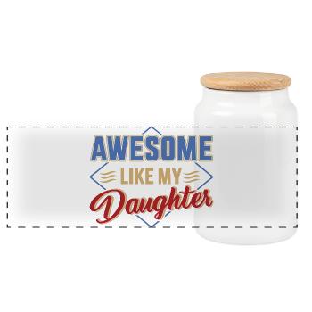 Awesome like my daughter for dad on father's day - Panoramic Cookie Jar with Wooden Lid - white - Front