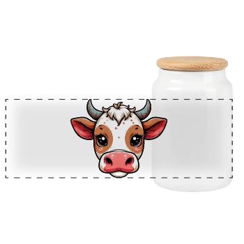 Vache - Boîte à biscuits avec couvercle en bois - blanc - Devant