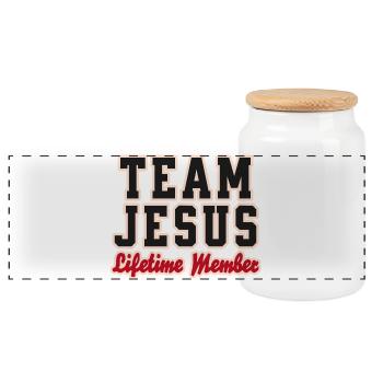 Conception à vie de l’équipe Jésus - Boîte à biscuits avec couvercle en bois - blanc - Devant