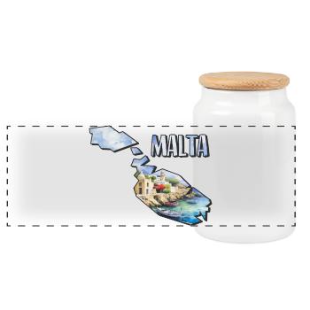 Carte à l’aquarelle Malte - Boîte à biscuits avec couvercle en bois - blanc - Devant
