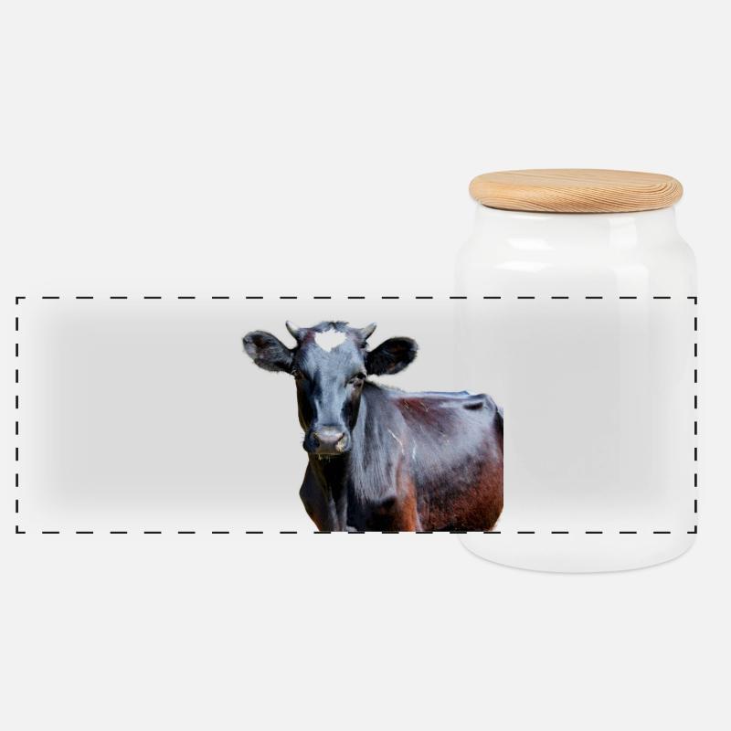 Vache - Panorama Keksdose mit Holzdeckel - Weiß