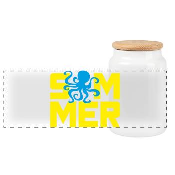 Sommer Oktopus Tischenfisch Urlaub Ferien Meer - Panorama Keksdose mit Holzdeckel - Weiß - Vorne