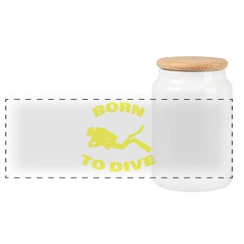 BORN TO DIVE - Panorama Keksdose mit Holzdeckel - Weiß - Vorne
