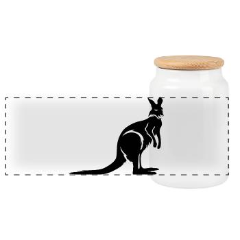 Icône d’illustration du logo animal kangourou d’Australie - Boîte à biscuits avec couvercle en bois - blanc - Devant