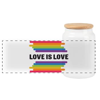 LGBT Pride Month - Love is Love - Panoramic Cookie Jar with Wooden Lid - white - Front