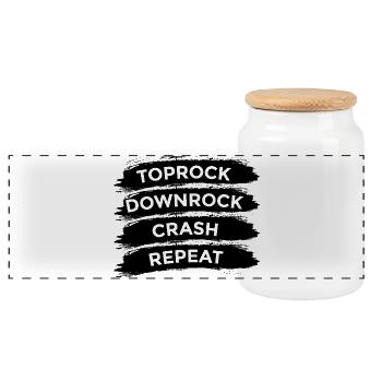 Breakdancer Saying - Panoramic Cookie Jar with Wooden Lid - white - Front