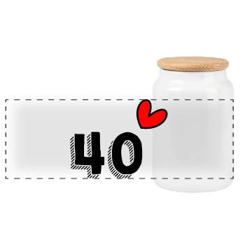 40. 40 ANS. 40e ANNIVERSAIRE. ANNIVERSAIRE 40 ANS. - Boîte à biscuits avec couvercle en bois - blanc - Devant