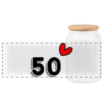 50. 50 YEARS. 50th ANNIVERSARY. 50 YEARS ANNIVERSARY. - Panoramic Cookie Jar with Wooden Lid - white - Front