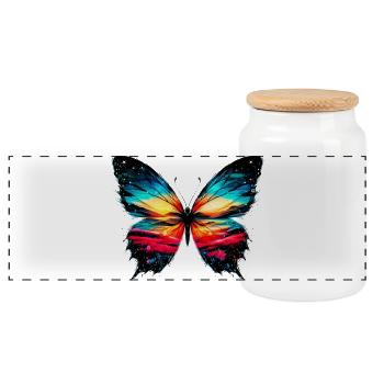 Schmetterling - Panorama Keksdose mit Holzdeckel - Weiß - Vorne