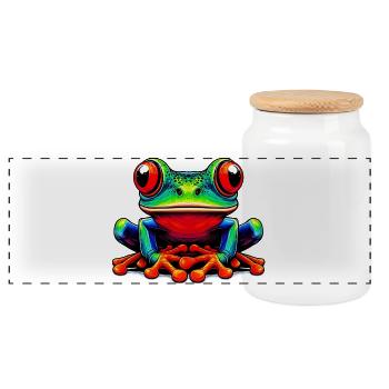 Grenouille - Boîte à biscuits avec couvercle en bois - blanc - Devant