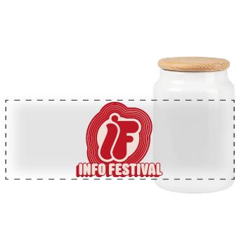 Festival & Vinyl, retro inspiration - Panoramic Cookie Jar with Wooden Lid - white - Front