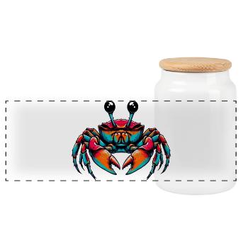 Crabe - Boîte à biscuits avec couvercle en bois - blanc - Devant