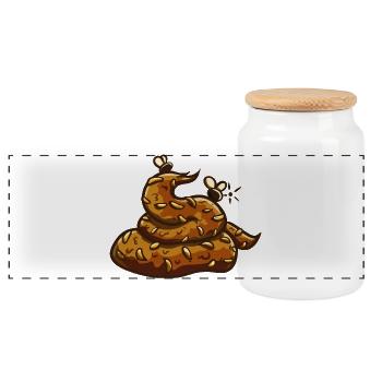 Poop pile Uahaha! - Panoramic Cookie Jar with Wooden Lid - white - Front