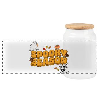 halloween spooky season - Panorama Keksdose mit Holzdeckel - Weiß - Vorne