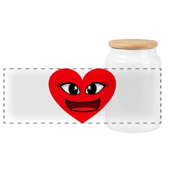 Herz Gesicht herzlich Herzen Valentin Valentinstag - Panorama Keksdose mit Holzdeckel - Weiß - Vorne