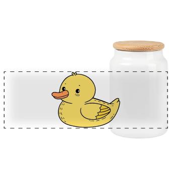 Canard - Boîte à biscuits avec couvercle en bois - blanc - Devant