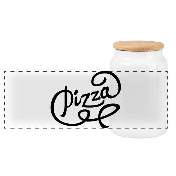 113503609 142793783 pizza - Panoramic Cookie Jar with Wooden Lid - white - Front