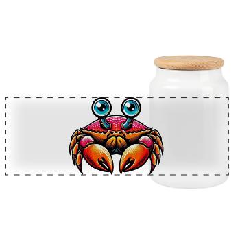 Crab - Panoramic Cookie Jar with Wooden Lid - white - Front