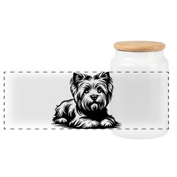 West Highland Terrier - Panorama Keksdose mit Holzdeckel - Weiß - Vorne