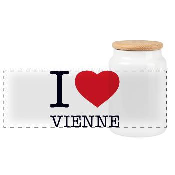J’ADORE VIENNE - Boîte à biscuits avec couvercle en bois - blanc - Devant