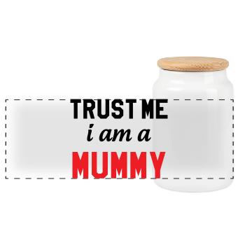 Glaub mir, ich bin eine Mama! - Panorama Keksdose mit Holzdeckel - Weiß - Vorne
