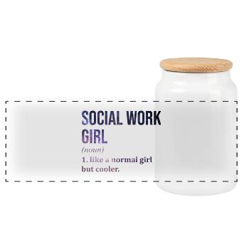 Social Work - Panoramic Cookie Jar with Wooden Lid - white - Front