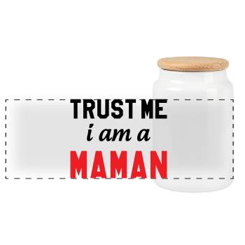 Trust me I am Maman - Boîte à biscuits avec couvercle en bois - blanc - Devant