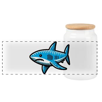 Requin - Boîte à biscuits avec couvercle en bois - blanc - Devant