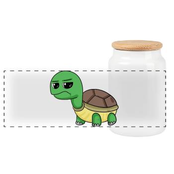 Turtle - Panoramic Cookie Jar with Wooden Lid - white - Front