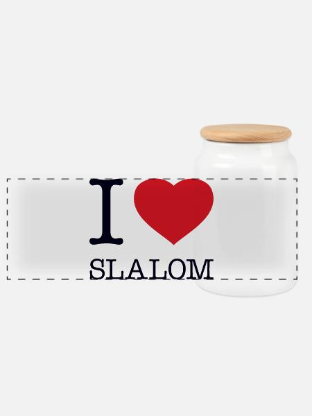 I LOVE SLALOM - Panorama Keksdose mit Holzdeckel - Weiß