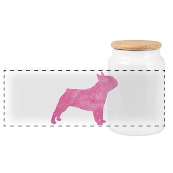 Mops flauschig Fell Hund rosa Herrchen Frauchen - Panorama Keksdose mit Holzdeckel - Weiß - Vorne