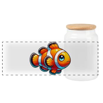 Clownfish - Panoramic Cookie Jar with Wooden Lid - white - Front